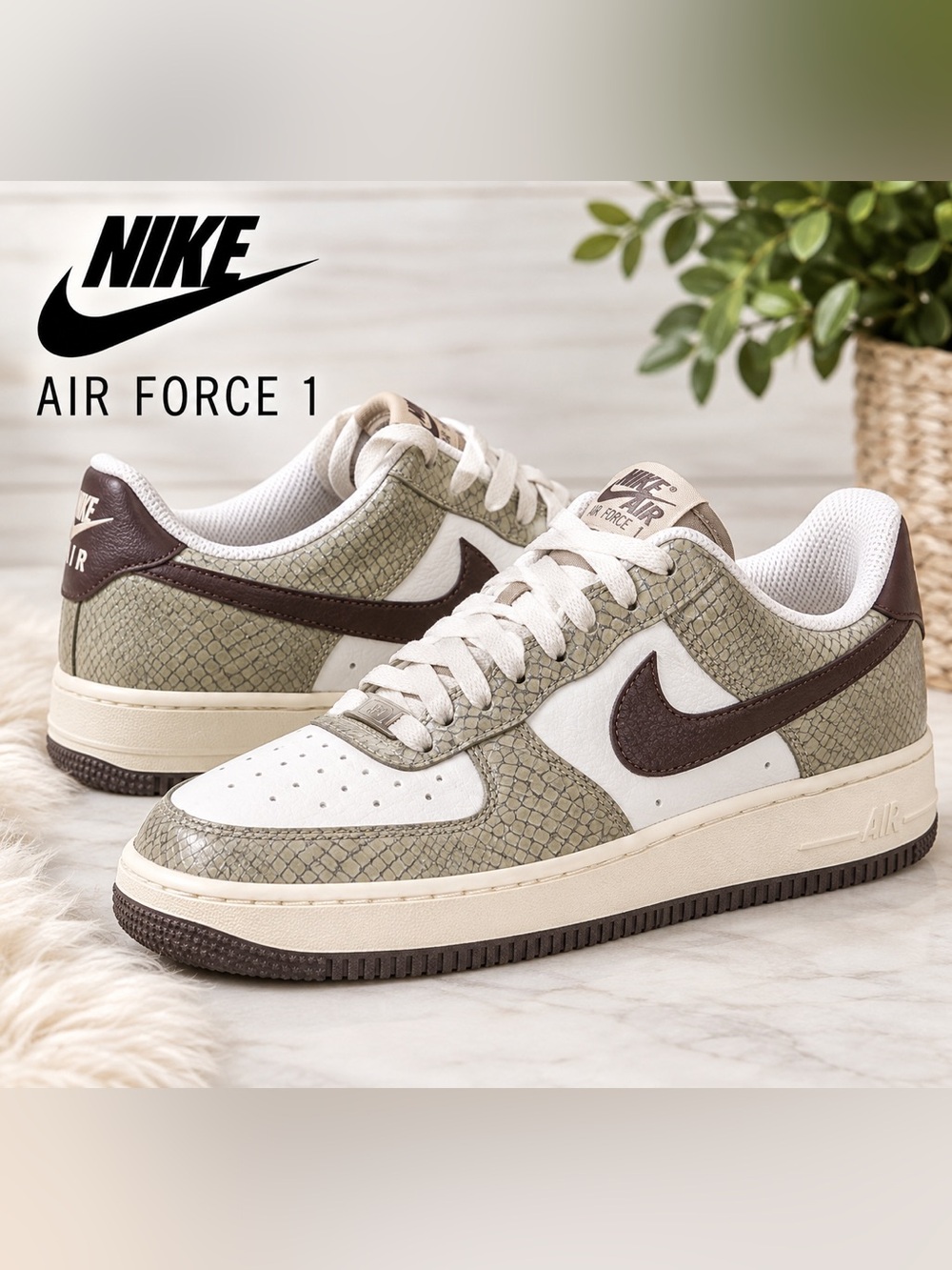 RARE VTG ‘04 Nike Air Force 1 Low Premium Baroque Brn Snakeskin SAMPLE Size8.5/9